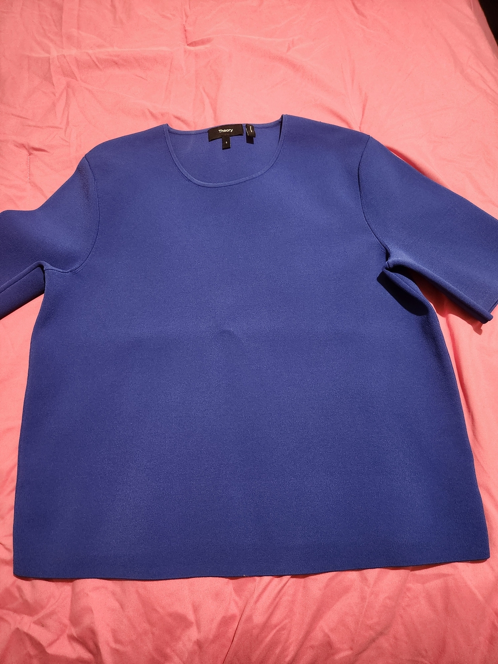 Theory Compact Tech Crepe Royal Blue Scoop Neck Tee